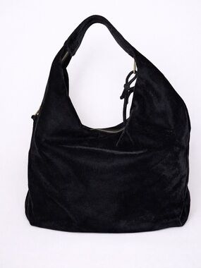 Tabitha Webb Black Velvet Hobo Bag Slouchy Shoulder Purse Boho Chic